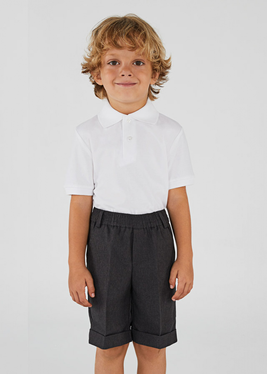 Pantalón corto escolar niño gris y marino